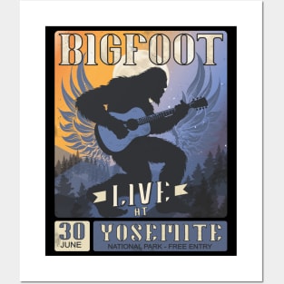 Bigfoot Live At Yosemite National Park Funny Band Shirt Parody Posters and Art